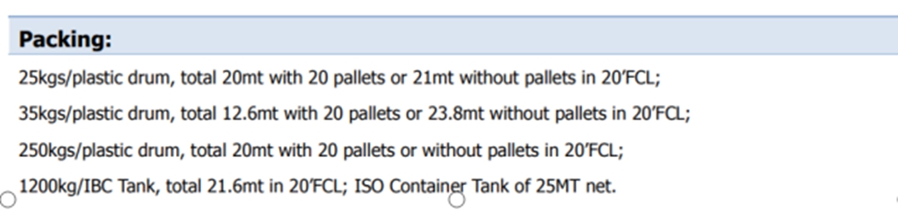 Packing Of Formic Acid